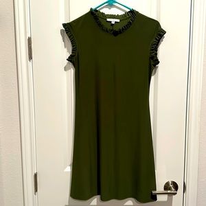 Tash + Sophie ruffled short sleeve olive green dress size small